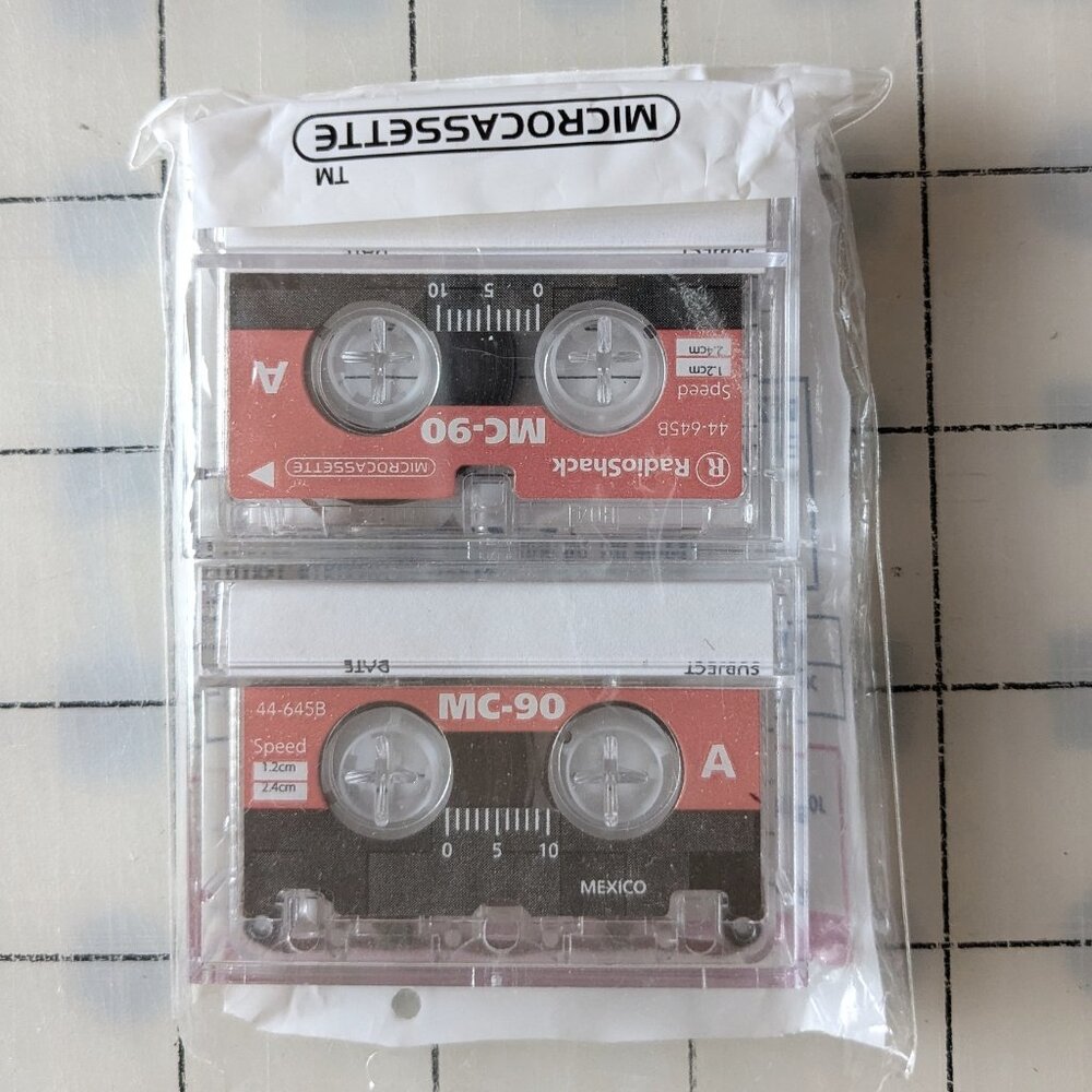 Radio Shack MC-90 Microcassette Tapes Set of Two New